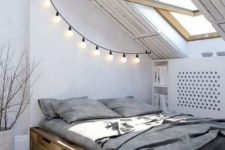 16 some string lights add light to this attic space