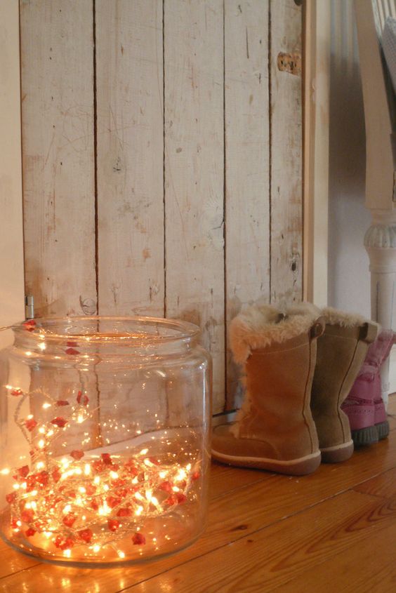 A large jar with lights inside is a cute way to add light and make the space look more light filled