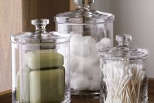 25 organize your stuff in stylish glass jars with lids – there’s nothing simpler, and this is a classic option
