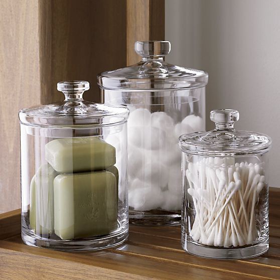 organize your stuff in stylish glass jars with lids - there's nothing simpler, and this is a classic option