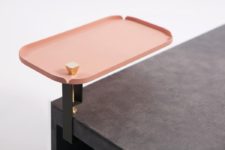 01 Secondary Area is a contemporary additional storage shelf done in black, salmon pink and some gold touches