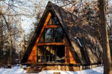 01 This A-frame house was originally built in 1960s and is used as a summer or winter retreat