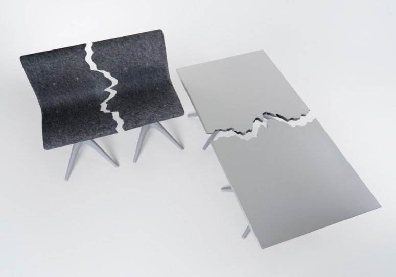 This gorgeous furniture collection is made of recycled materials and is called Fractured due to the design