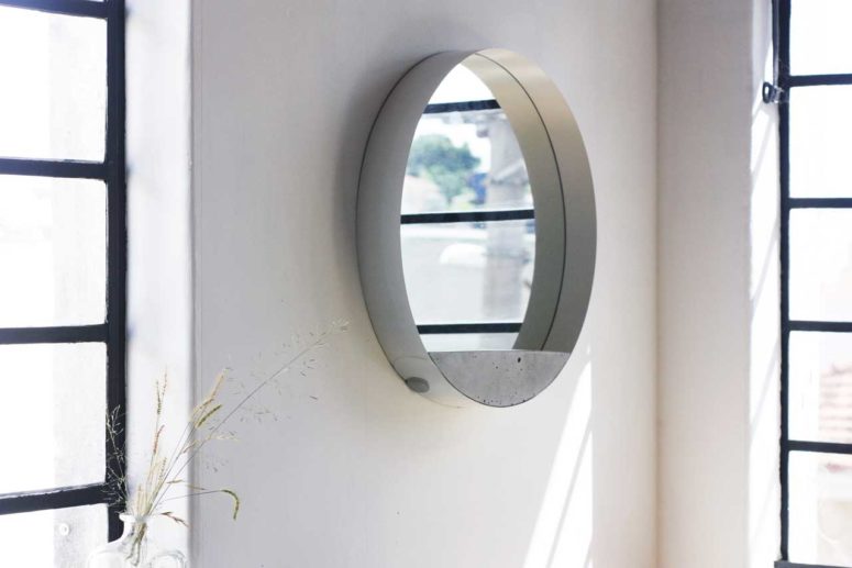Sleek And Harmonious Loop Mirror Of Concrete