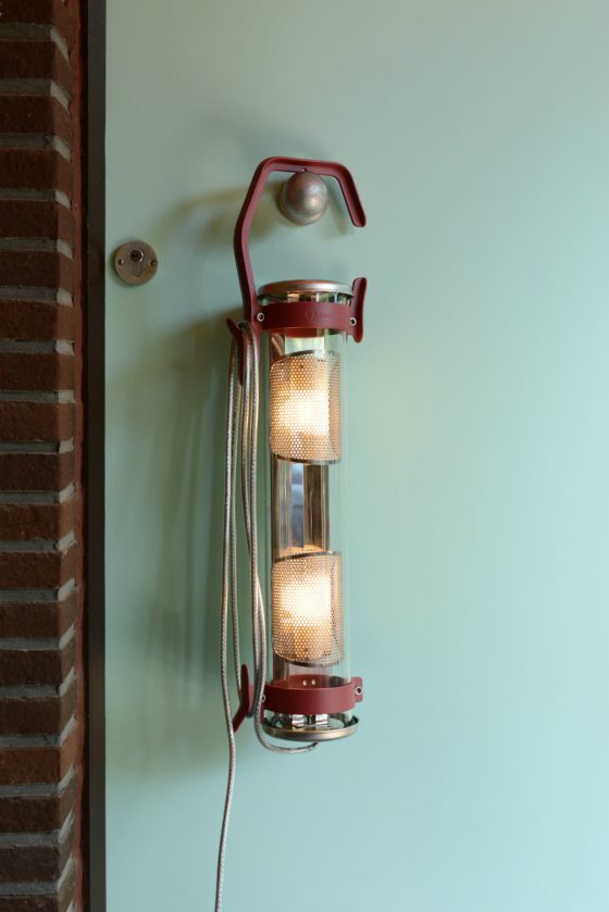 Balke hook lamp can be hung on a door knob, tree or some piece of furniture