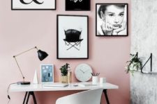 02 a black and white gallery wall makes this girlish space calmer and more elegant