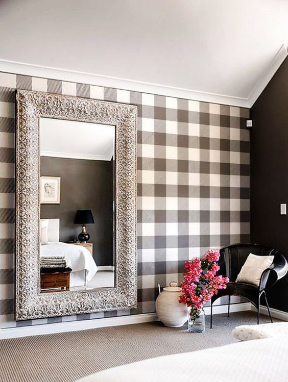 black and white buffalo check adhesive wallpaper is a great idea to make a statement