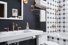04 buffalo check tiles in the bathtub zone add interest to the bathroom