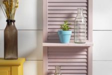 05 a blush painted shutter with shelves is a cute idea to add country charm to any space