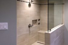 05 a pony wall with a glass part is ideal to separate the shower and keep all the water inside
