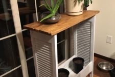 07 repurposed shutters and pallet wood into a plant shelf or table is a cute idea to add a character to the space