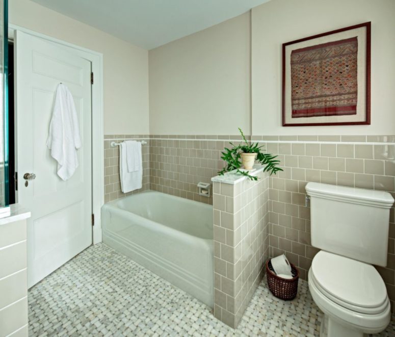 separate the bathtub from the toilet zone to make the space more stylish and comfortable