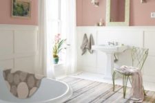 08 wainscoting is ideal for a girlish vintage bathroom to add chic and a refined feel