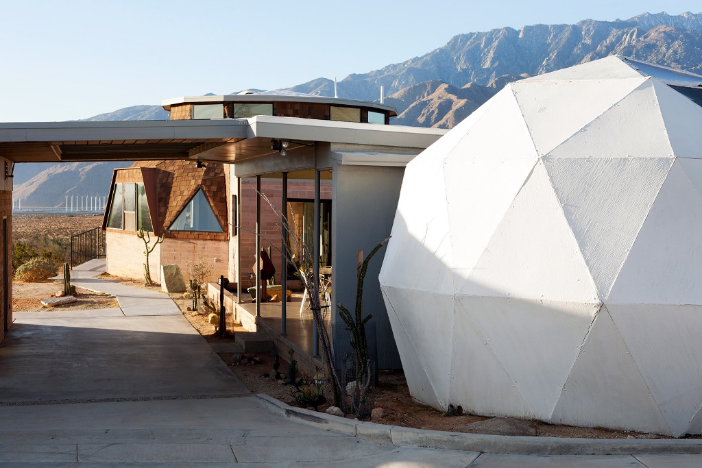 There's a terrace and a white geometric dome, which contains a jacuzzi
