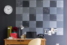 14 a chalkboard wall can be used for chalking a whole calendar, hanging pics and even a clock