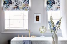 roman shades with floral prints
