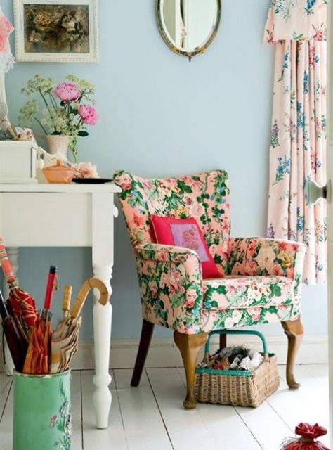 re-upholster your furniture with bold floral upholstery for a spring or summer feel in your space