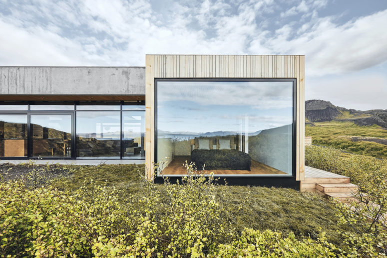 The house features extensive glazing and is positioned to catch maximum of the views