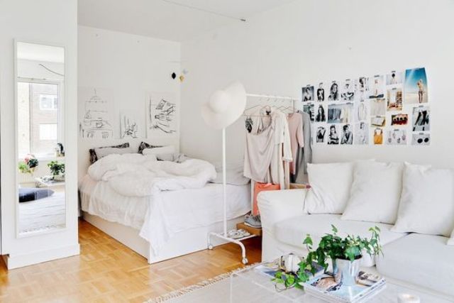 White is the most universal color for any space and it makes it look bigger, so choosing it is a win win idea