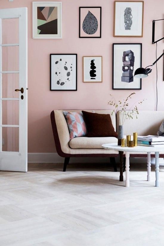 rocking a rose quartz statement wall is a chic and refined idea, pastels will never go out of style