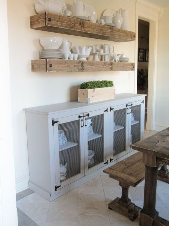 if you have a rustic space, you may go fro stained wooden floating shelves like these ones