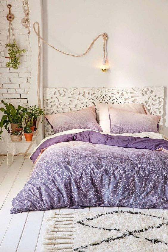 If you think, ultra violet is too much, rock just a bedding set in this color and keep all the rest neutral