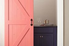 13 why not paint your barn door in some bold shades like coral to make a colorful statement in the interior