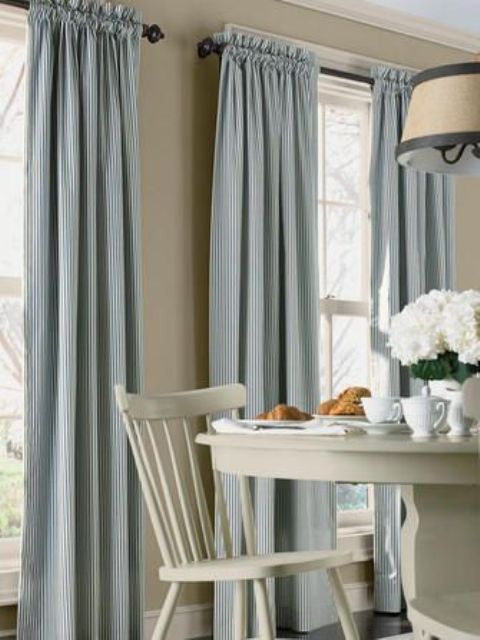 Striped rod pocket curtains is a nice decorative solution but they aren't a good thing for those who need to open and close the curtains