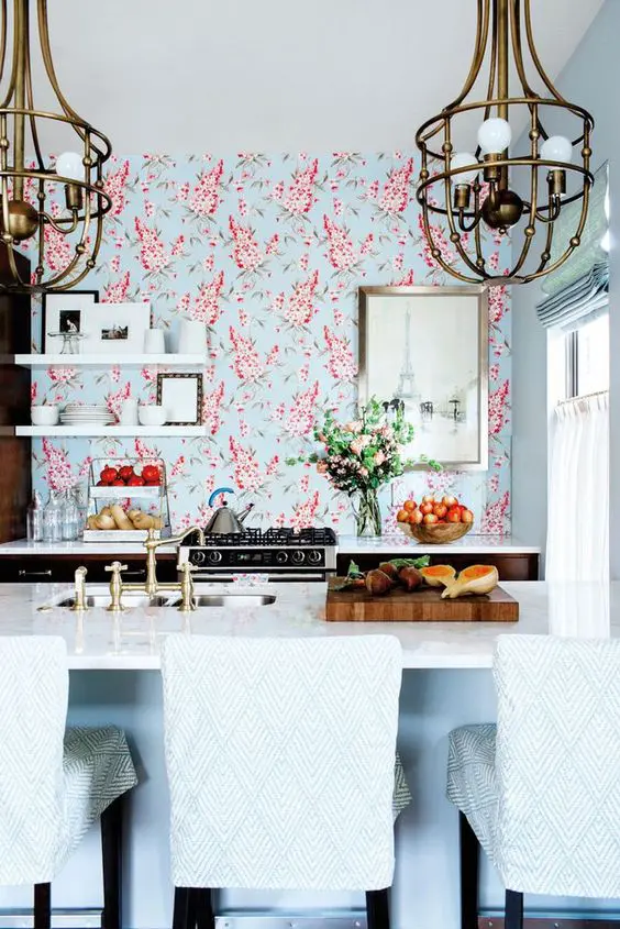 wallpaper backsplashes are a durable option, keep it in mind while making one