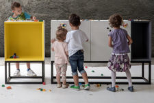 01 This creative and fun storage furniture is ideal for families with children, as they will enjoy covering it with LEGOs