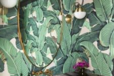 retro palm leaf wallpaper