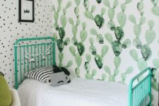04 one watercolor cactus statement wall is enough to make your kid’s room desert-like