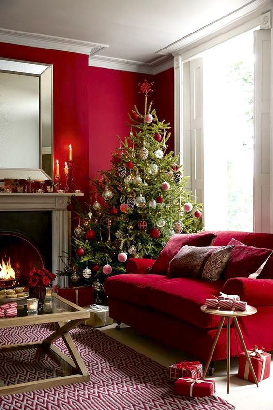such deep shades of red are amazing for a living room, it's bold and warming up, amazing for any season