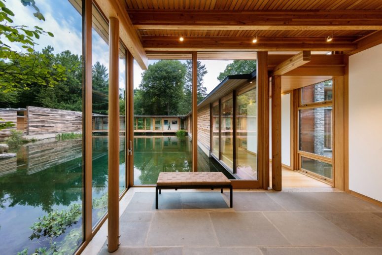 Extensive glazing was used to let the owners enjoy the peaceful views of the pond