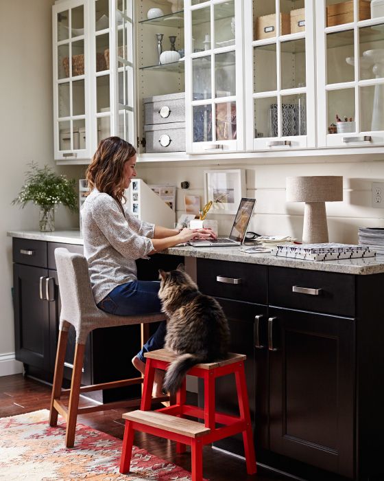 a comfy small home office nook can be turned into a cooking countertop when you needn't work
