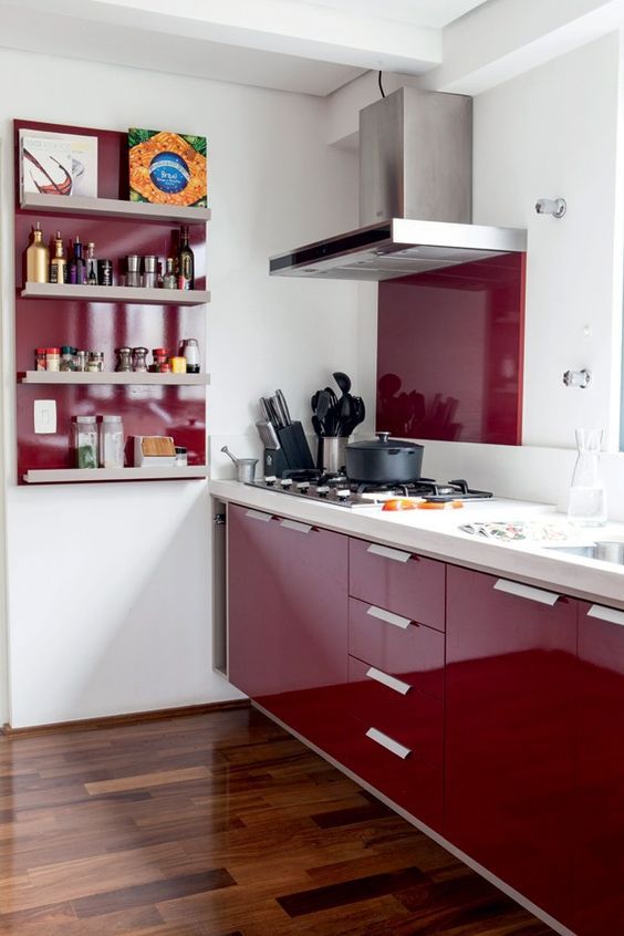 red is great for a kitchen but dilute it with white for a contrast or just avoid it if you are watching your weight