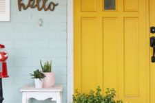 08 paint your front door bold yellow to add sunlight to the porch