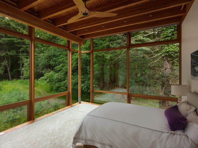 All the bedrooms have amazing views of the forest and pond