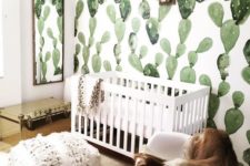 09 cactus print wallpaper is an amazing idea for a boho or desert-inspired nursery