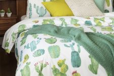 12 cactus print bedding with mustard touches and a matching pillow will make your bedroom more boho-like