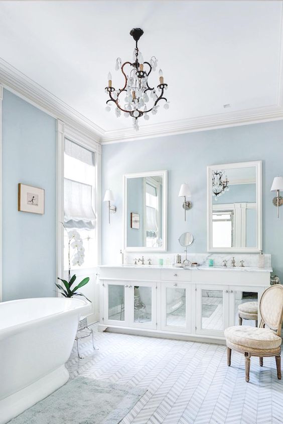 serene light blues are great for a bathroom, comfort is right what you need there