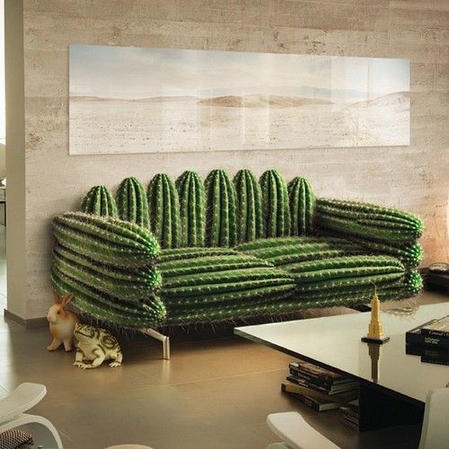A fun cactus inspired sofa looks very natural yet it's soft and very comfortable