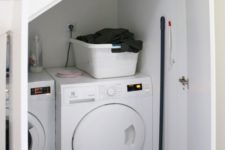 21 place a laundry under the stairs, there’s enough storage space even for chemicals
