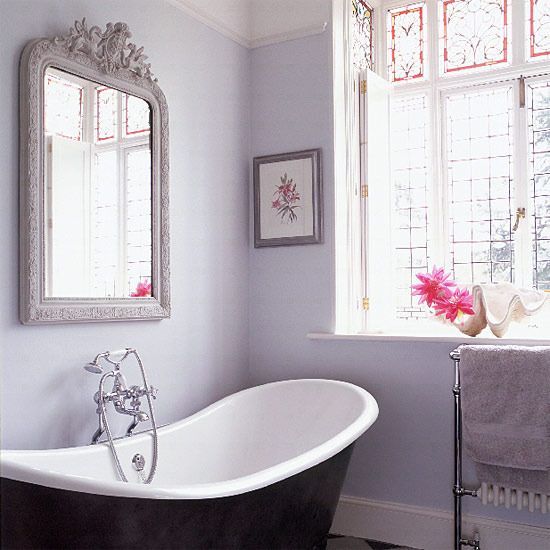 achieve a relaxing and calming feel in your bathroom painting the walls lilac