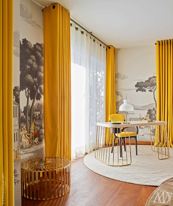 fill your space with sunlight and turn on good vibes with bright yellow curtains