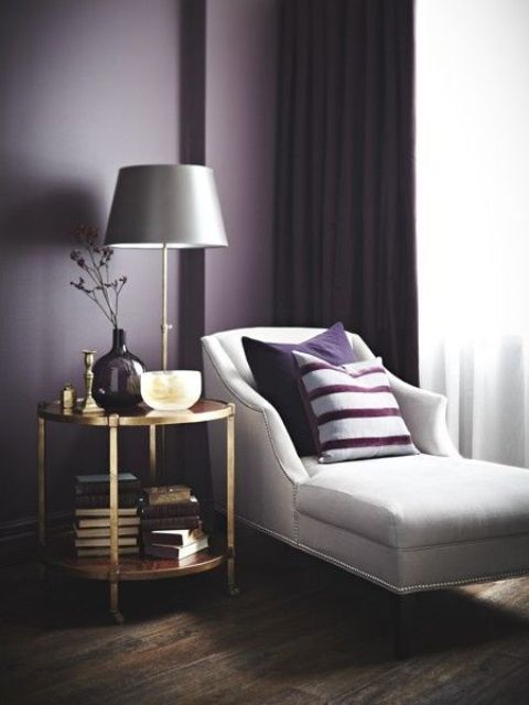 if you are going dark purples, add something shiny and light-colored for harmony