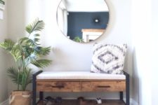 rustic looking bench for an entryway