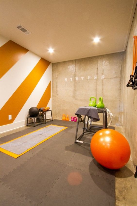 go for orange in your exercise room, as the color is very energetic and bright