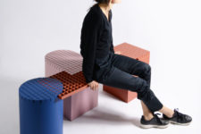 01 Grid Benches are created for both indoors and outdoors, for public and private spaces and come in various bold colors