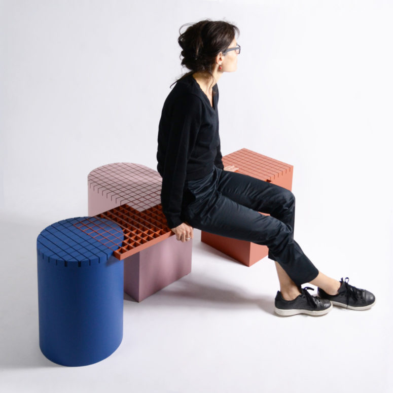 Colorful Urban Grid Inspired Benches